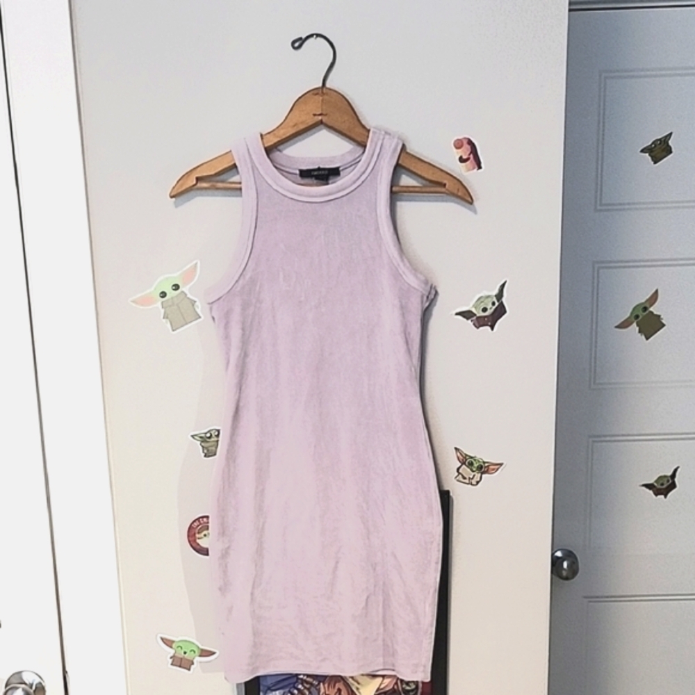 Lavender Sleeveless Plush Women's Mini Dresd